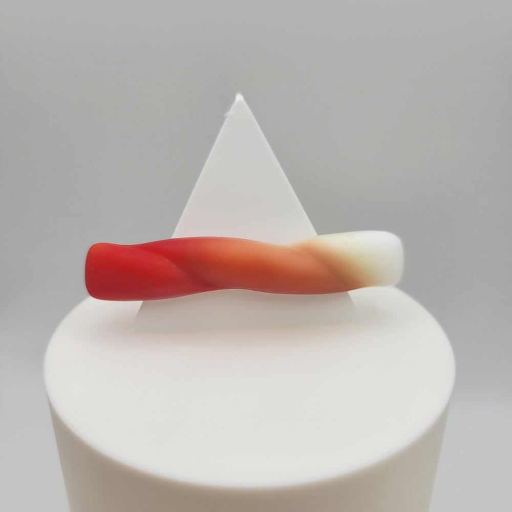 Vintage Czechoslovakian Twisted Glass Bar Brooch Pin Fire Ombre Red